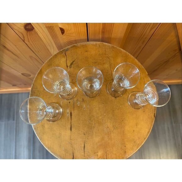 Vintage Mini Clear Glasses Apertiff  Codials  Shots set of 5 (5268) - Picture 5 of 9